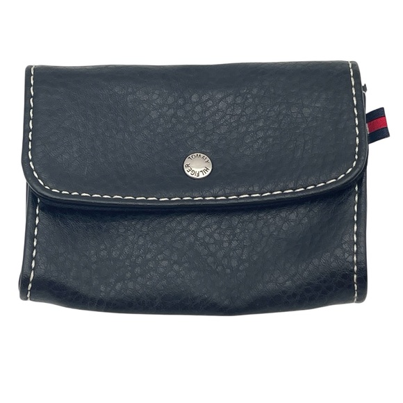 Tommy Hilfiger Handbags - Tommy Hilfiger Black Pebbled Leather Wallet Coin Purse